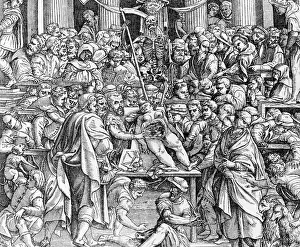 Scythe: Vesalius performing dissection, 1542