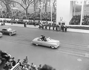Inaugurations: Vice President Richard Nixon standing in an open