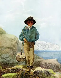 Dover: Victorian boy on beach near Dover, Kent