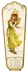 Folding: Victorian Calendar, March, Flowers are Budding