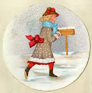 Skates: Victorian Christmas Card snow scene