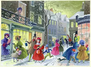 Victorian Christmas shopping scene