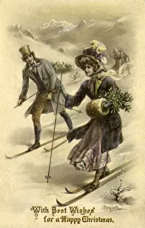 Muff: A Victorian Couple Ski Through a Valley