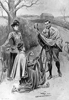 Puncture: Three Victorian Cyclists Mending a Puncture 1901
