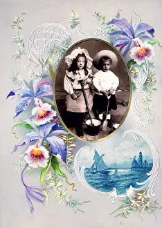 Kitsch: Victorian floral greetings card design, A6 size, No. 9
