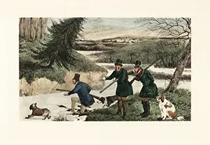 Top Hat: Victorian gentlemen hunting ducks with guns and
