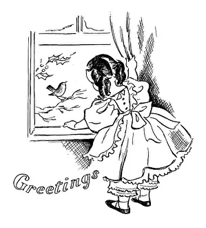 Victorian Girl looking out of window