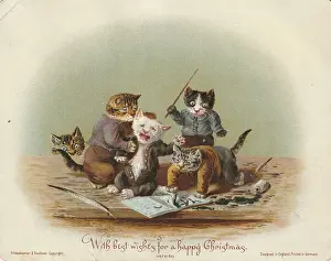 Whilst: Victorian Greeting Card - Kittens Playing