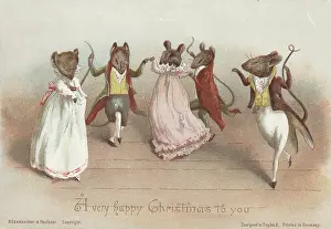 Anthropomorphism: Victorian Greeting Card - The Mouse Ball