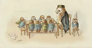 Anthropomorphism: Victorian Greeting Card - Professor Owl