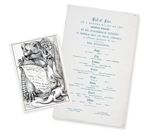 Iguanodontidae: Victorian invitation and menu for dinner at Crystal Palace (