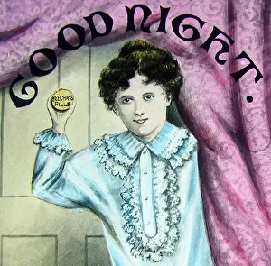 Goodnight: Victorian Magic Lantern Slide Beecham's Pills Goodnight