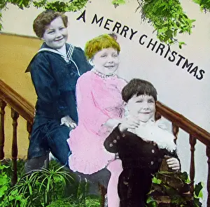 Victorian Magic Lantern Slide Merry Christmas