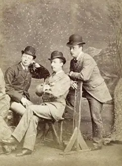 Hatted: Three Victorian men in studio portrait