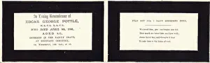 Interred: Victorian mourning card, Edgar George Pottle