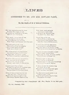 Bereavement: Victorian mourning poem, loss of three daughters