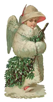 Scrap: Victorian Scrap, angel with Christmas tree