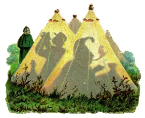 Outline: Victorian Scrap - Army Tent with Silhouettes