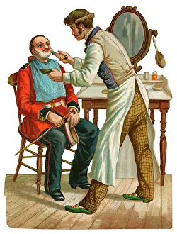 Client: Victorian scrap, Barber shaving a soldier
