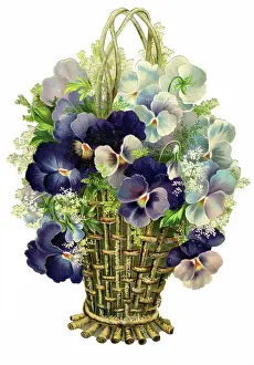 Baskets: Victorian Scrap, basket of flowers
