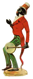 Minstrels: Victorian scrap - black minstrel with banjo