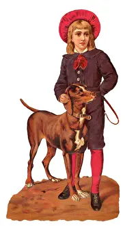 Tights: Victorian scrap, Boy and Dog