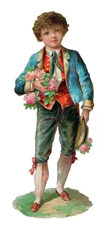Boater: Victorian scrap, Boy with pink roses