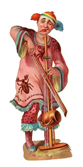 Cello: Victorian Scrap, Clown playing an instrument