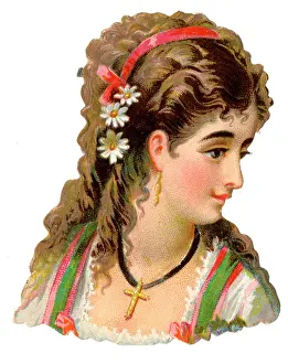 Daisies: Victorian scrap, Head and shoulders of woman