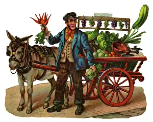 Greengrocers: Victorian Scrap, man with vegetable cart