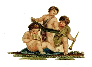 Putto: Victorian scrap, Putti making music