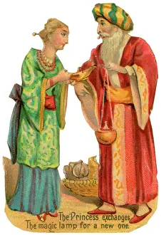 Aladdin: Victorian scrap, scene from Aladdin