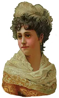 Brocade: Victorian scrap, woman, head and shoulders