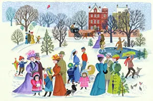 Esme: Victorian snow scene in a park
