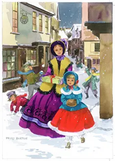 Snowballing: Victorian Street Scene in the snow