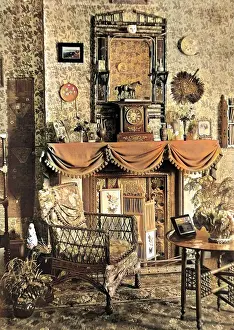 Mantelpiece: Victorian style domestic interior with fireplace