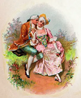 Breeches: Victorian Transfer design, loving couple