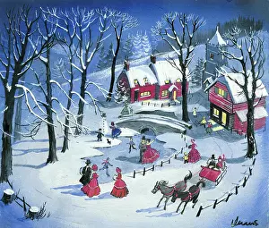 Victorian village skating scene