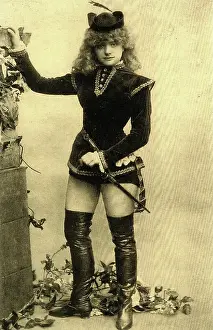 Erotic: Victorian woman in leather boots