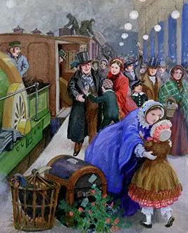 Victorians: Victorians Disembarking from Train in Station