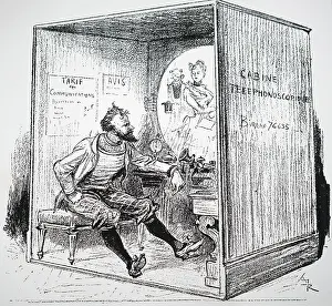 C1890: Video kiosk. From A Robida Le Vingtieme siecle: