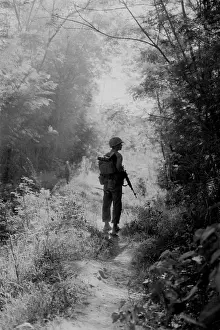 Quang: Vietnam War. A US Marine walking point for ?