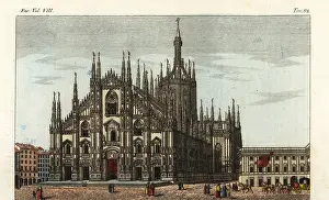 1386: View of the 14th century Gothic Milan Cathedral