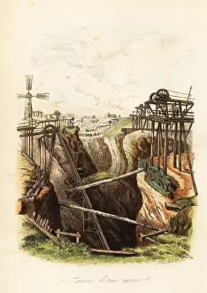 Achille Comte: View of an 18th century iron mine at Dannemora