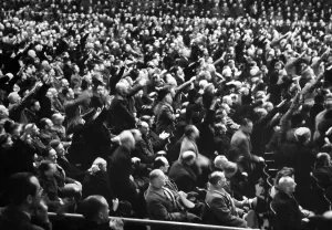 Jubilation: View of the audience during Goebbels speech