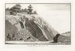 Geological Atlas: View of a basalt wall at Meisner, Hesse, Germany