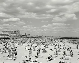 Jammed: View of Bathers on the Crowded Beach Boardwalk