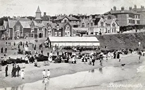 Deckchairs: View of the beach, Bournemouth, Dorset