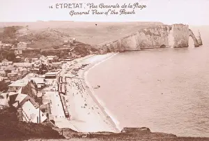Etretat: A view of the beach at the resort of Etretat, 1920s