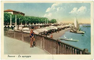 Pesaro: View of the beach and sea front, Pesaro, Italy